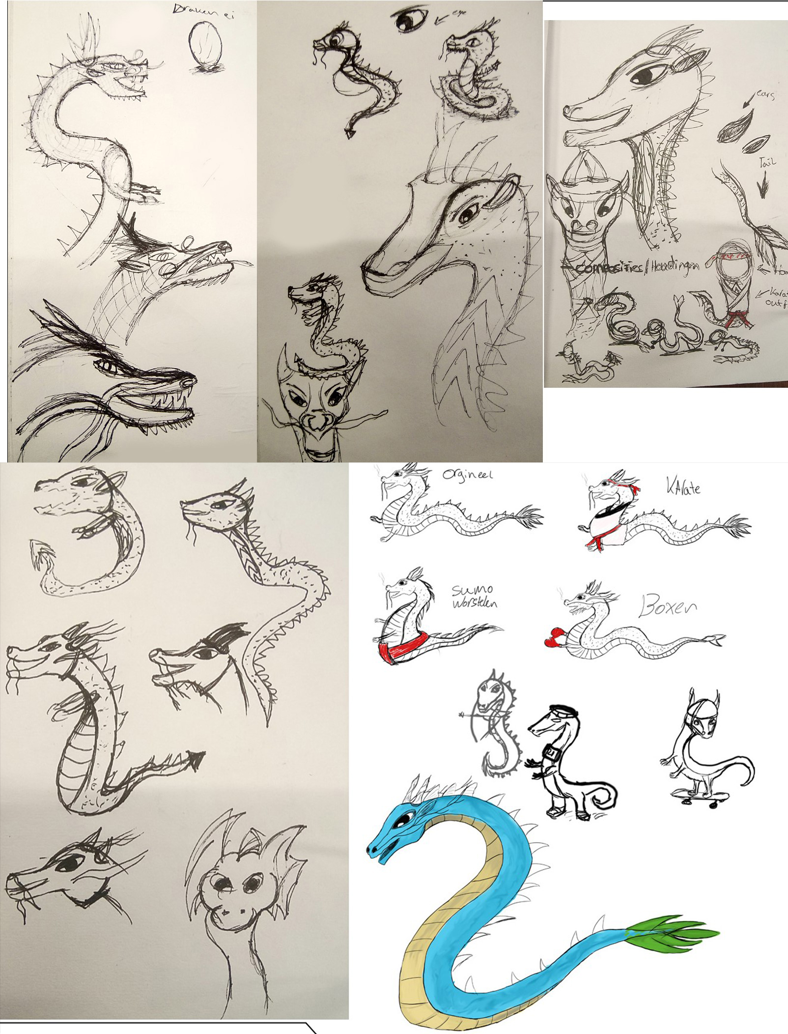 sketching concept japanese dragon character sport karate