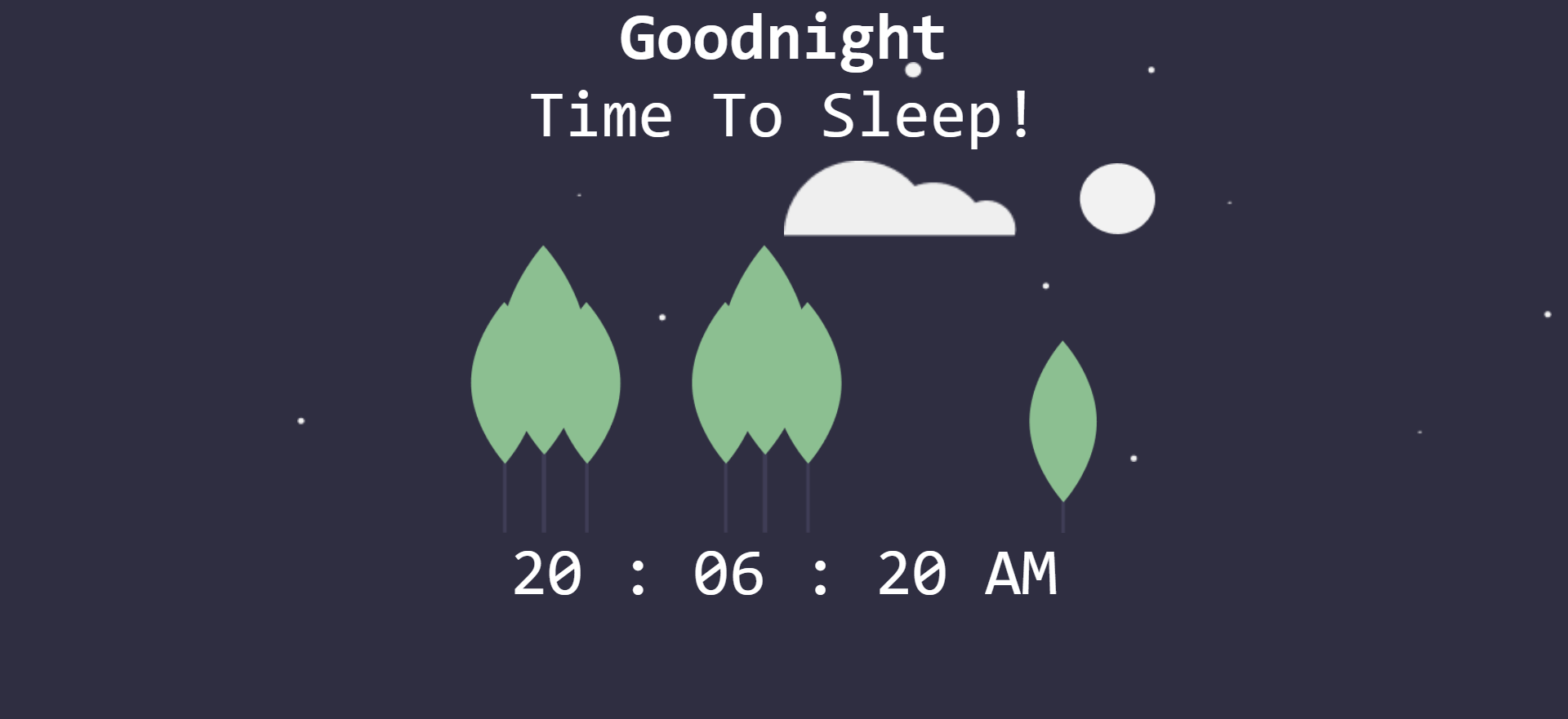 digital clock showing night time visually star sky