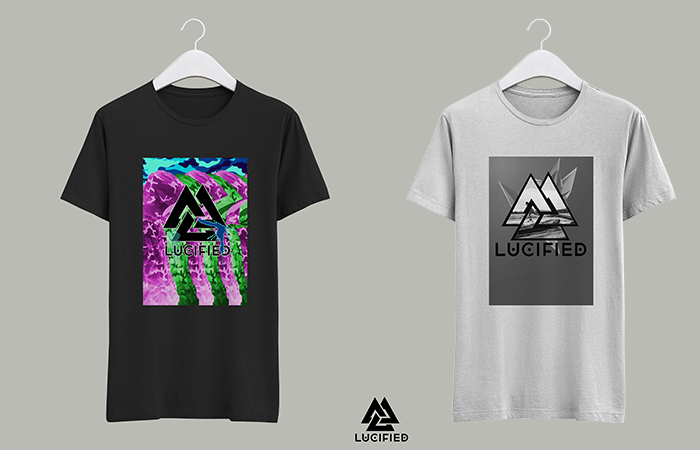 clothing brand presentation t-shirts black and white lucified
